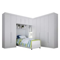 Quarto De Solteiro Modulado 11 Portas Orion Branco – Leifer Móveis