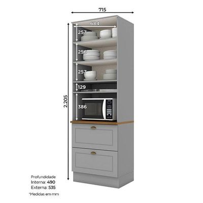 Torre Quente 1 Forno Americana Cinza Com Tampo Nature – Henn
