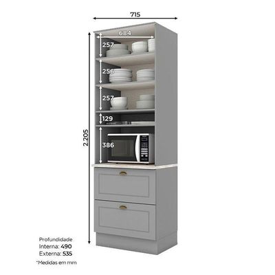 Torre Quente 1 Forno Americana Cinza Com Tampo Calcare – Henn
