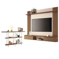 Painel Para Tv Suspenso Solus E Aparador Infinity Castanho Off White – Hb Móveis
