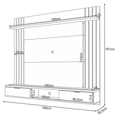 Painel Para Tv Suspenso Solus E Aparador Infinity Castanho Off White – Hb Móveis