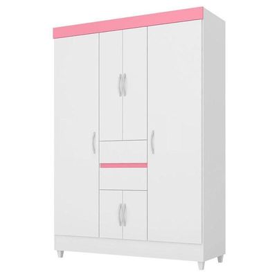Guarda Roupa Infantil Ecom 2 Branco Rosa Flex – Demóbile