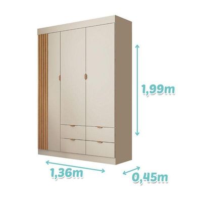 Guarda Roupa Infantil Ambiente Ayla 3 Portas Off White - Phoenix
