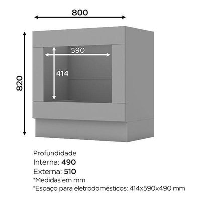 Balcão Forno De Embutir 80 Cm Nova York Cinza – Henn