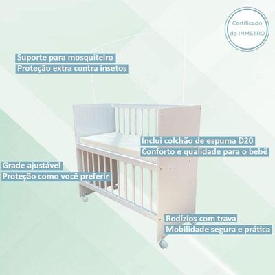 Quarto Bebê 4 Portas Com Gaveteiro Ternura Baby E Mini Berço Moisés Alegria Com Colchão - Incorplac