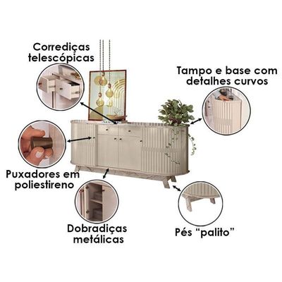 Aparador Para Sala Buffet Mônaco Calacata Off White – Madetec