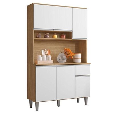 Armário Para Cozinha Kit Ambiente Márcia Amêndoa Branco - Ajl