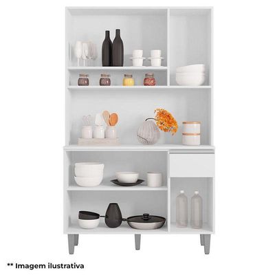 Armário Para Cozinha Kit Ambiente Márcia Amêndoa Branco - Ajl
