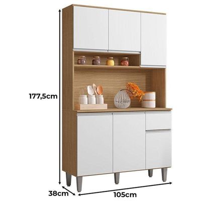 Armário Para Cozinha Kit Ambiente Márcia Amêndoa Branco - Ajl