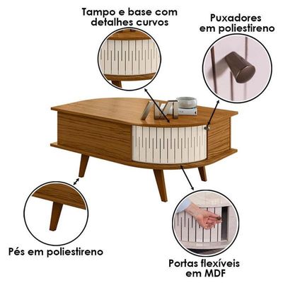 Aparador Estoril E Mesa De Centro Indianápolis Cinamomo Off White – Madetec