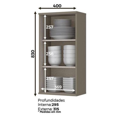 Armário Aéreo évelin 1 Porta 40x83 Cm Duna Cristal – Henn