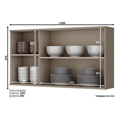 Armário Aéreo Connect 3 Portas 120 Cm Duna Cristal – Henn