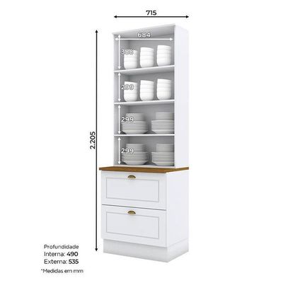 Cristaleira Americana Branco Hp Com Tampo Naturale – Henn
