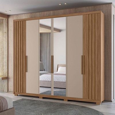 Guarda Roupa Casal Araguaia E Cômoda Georgia Carvalho Fendi Com Espelho - Moval