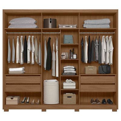 Guarda Roupa Casal Araguaia E Cômoda Georgia Carvalho Fendi Com Espelho - Moval