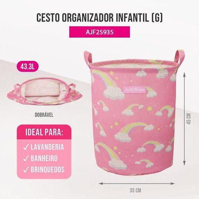 Kit Cestos Organizadores Infantil Jacki Design Pink