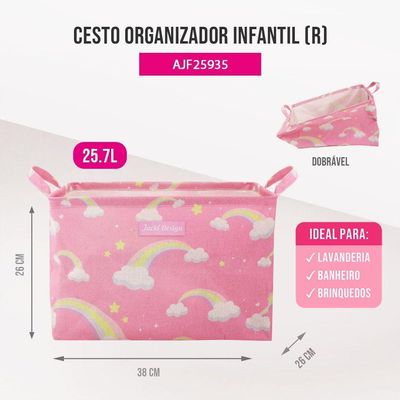 Kit Cestos Organizadores Infantil Jacki Design Pink