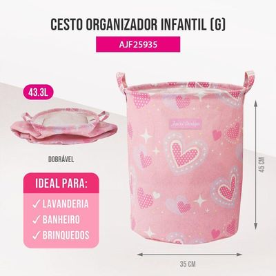 Kit Cestos Organizadores Infantil Jacki Design Pink