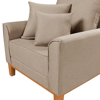 Poltrona Decorativa Beny Reforçada Para Sala De Estar Linho Bege