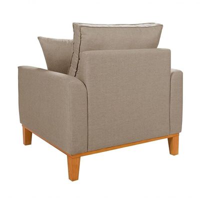 Poltrona Decorativa Beny Reforçada Para Sala De Estar Linho Bege