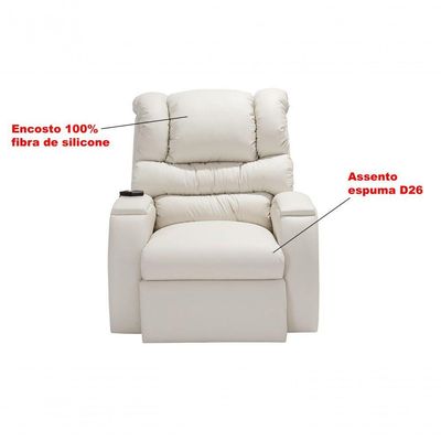 Poltrona Reclinável Imperial Zero Wall Motorizada Corano Cor:gelo 308