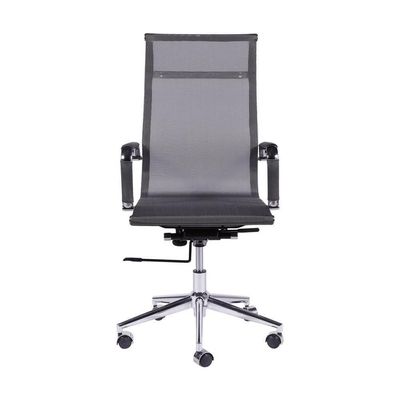 Cadeira Giratória Alta Office Tela Cinza Base Rodízio Cromado