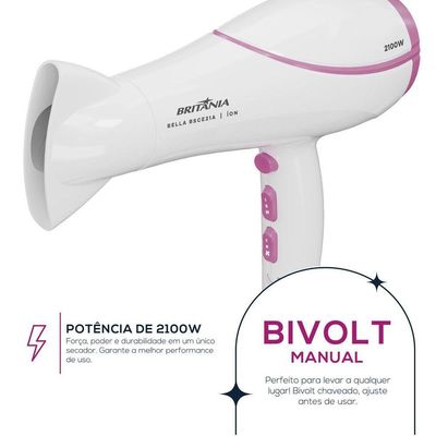 Secador De Cabelos Britânia 2100W BELLA BSCE21A Bivolt