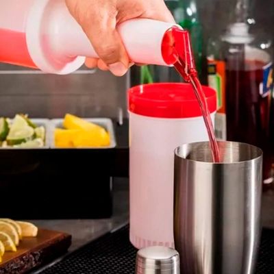 Kit 6 Garrafa Plástica Store'n Pour 1L Vermelha Armazenar Servir Bartender