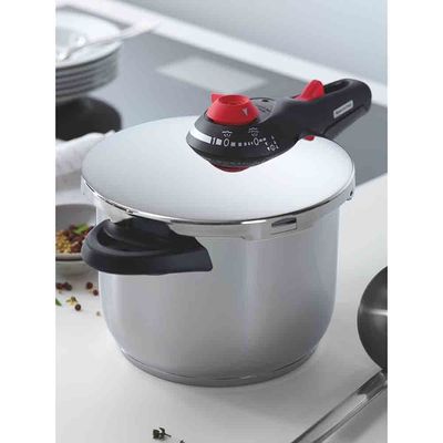 Panela de Pressão 6L Tramontina Solar em Aço Inox com Fundo Triplo e 5 Dispositivos de Segurança