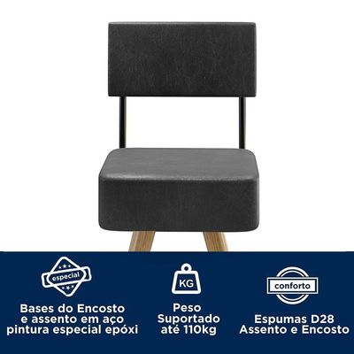 Kit 2 Banquetas Barcelona 96cm Couríssimo Preto - Salaone Preto