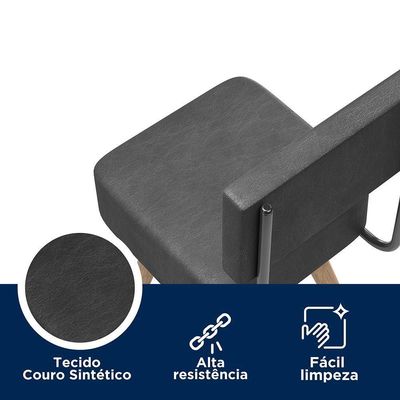 Kit 2 Banquetas Barcelona 96cm Couríssimo Preto - Salaone Preto