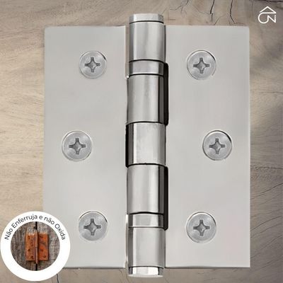 Dobradiça Para Porta Haga 3.1/2 Com Rolamento Embutir 60kg Inox 304 Com 3 Peças