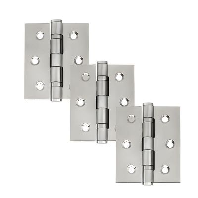 Dobradiça Para Porta Haga 3.1/2 Com Rolamento Embutir 60kg Inox 304 Com 3 Peças