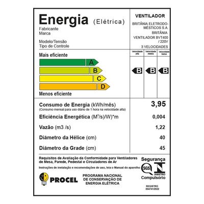 Ventilador Britânia 2 Em 1 Maxx Force Turbo 150W BVT400 220V