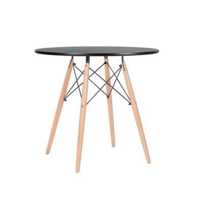 Mesa Eames Eiffel Tampo De Madeira Mdf 80cm Preto
