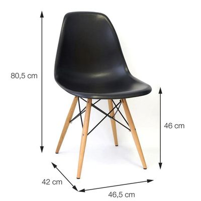 Mesa Elegante Eiffel Eames Preta Quadrada 90cm Com 04 Cadeiras Eiffel Preto