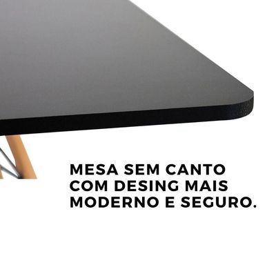 Mesa Elegante Eiffel Eames Preta Quadrada 90cm Com 04 Cadeiras Eiffel Preto