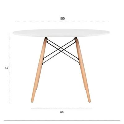 Conjunto Moderno Mesa 100cm Eames Eiffel Mdf Com 4 Cadeiras Leda Wood Elegante Cor Preto