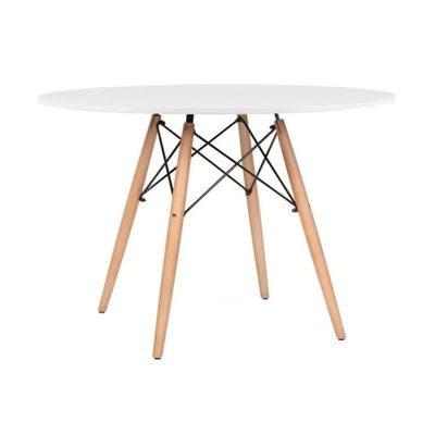 Conjunto Moderno Mesa 100cm Eames Eiffel Mdf Com 4 Cadeiras Leda Wood Elegante Cor Preto