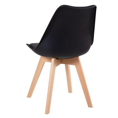 Conjunto Moderno Mesa 100cm Eames Eiffel Mdf Com 4 Cadeiras Leda Wood Elegante Cor Preto