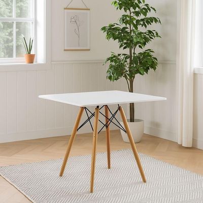 Conjunto Mesa Eiffel Quadrada 90cm Branca Com 4 Cadeiras – Design Moderno E Conforto!