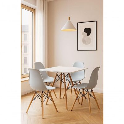 Conjunto Mesa Eiffel Quadrada 90cm Branca Com 4 Cadeiras – Design Moderno E Conforto!
