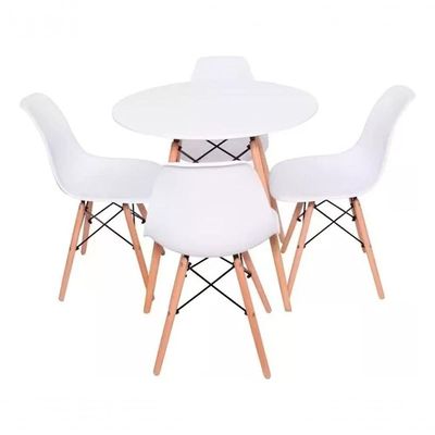 Jogo Mesa Eiffel 80cm Com 4 Cadeiras Ergonômicas Estilo Que Encanta! Cor Branco