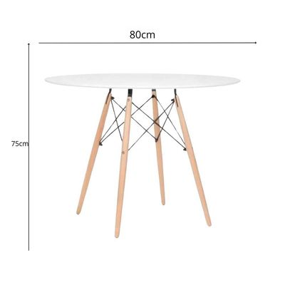 Jogo Mesa Eiffel 80cm Com 4 Cadeiras Ergonômicas Estilo Que Encanta! Cor Branco