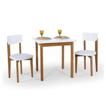 Mesa De Jantar Ravilar Base Madeira Maciça Com 2 Cadeiras