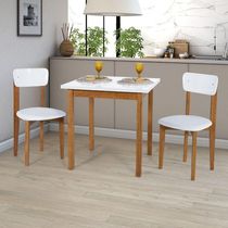 Mesa De Jantar Ravilar Base Madeira Maciça Com 2 Cadeiras