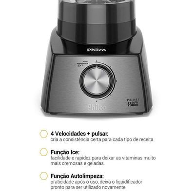 Liquidificador Philco PLQ1411P 4 velocidades 2,7L 1150W 220V