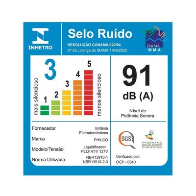 Liquidificador Philco PLQ1411P 4 velocidades 2,7L 1150W 220V
