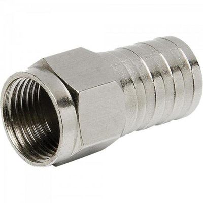 Conector F Tipo Barril Para Crimpar Rg59 Conf0006 Níquel