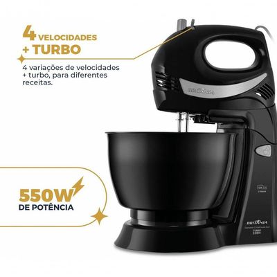 Batedeira Britânia Diamante Preta 550W 4,3L 110V